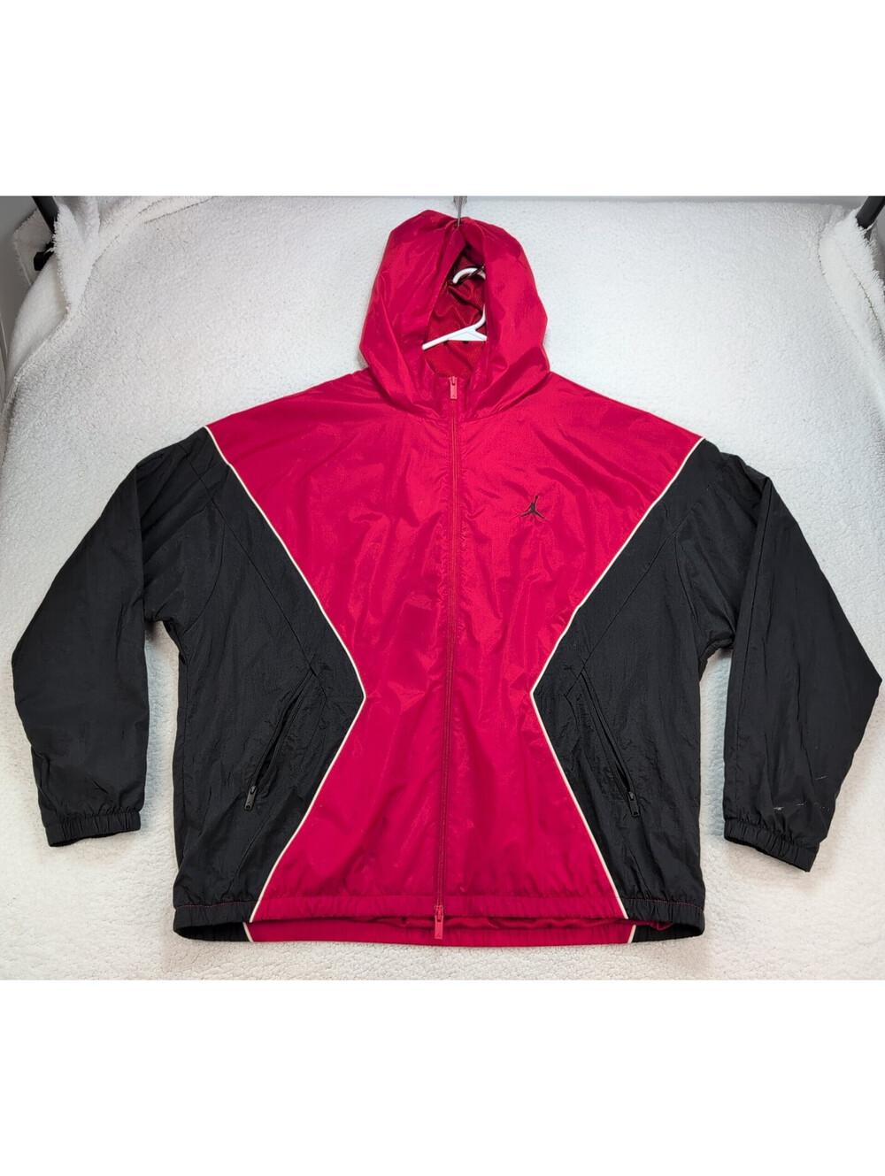 Nike Men's 2XL Jordan Brooklyn Hooded Draft Jacket Varsity Red Black HF9333-636